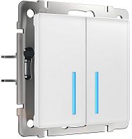 Выключатель сенсорный с подсветкой без рамки Werkel 2-кл 1000вт. белый глянцевый картинка